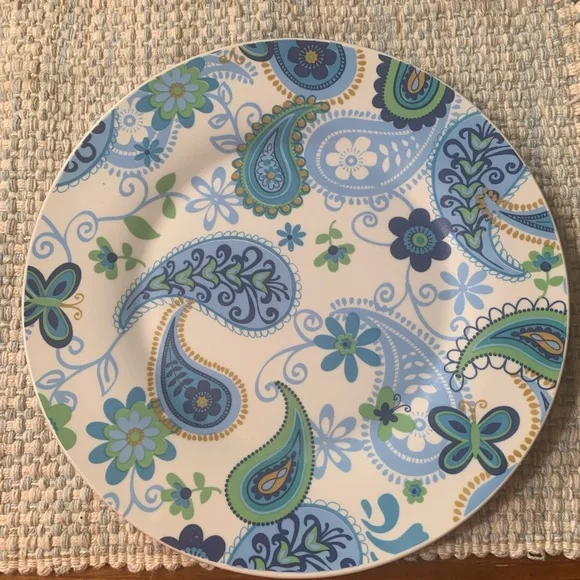 Royal Norfolk blue and green paisley dinner plates - set of 2 - Picture 3 of 4